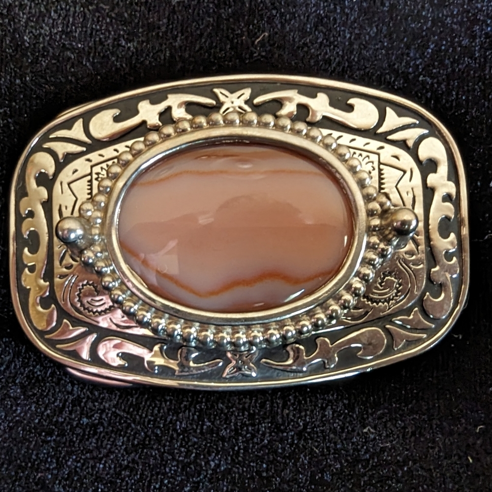 NWOT Vintage Brazilian Agate Belt Buckle - New